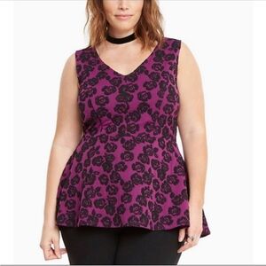 Floral Purple Sleeveless Blouse